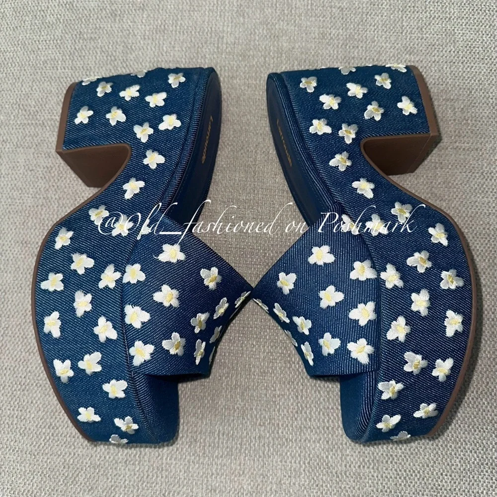 LARROUDÉ Miso Platform Sandals - Blue Denim